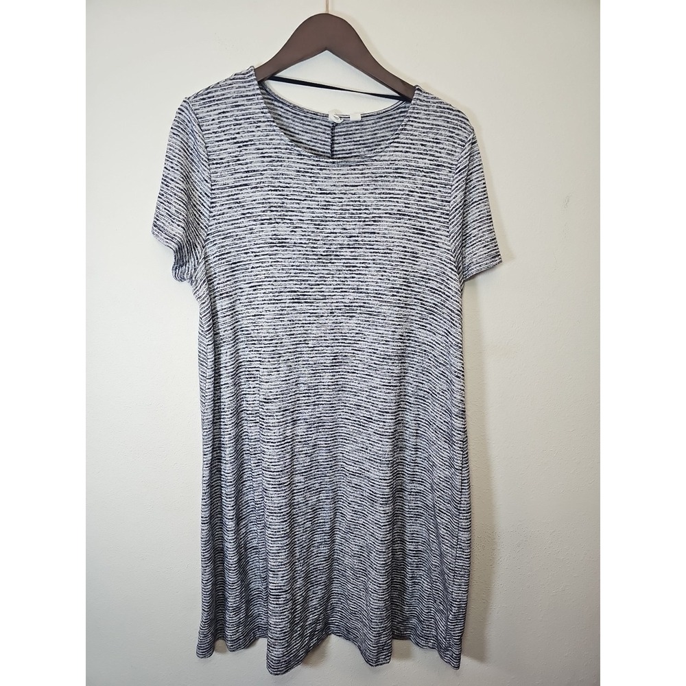 Gap‎ Women's Sz XL Crew Neck Shirt Dress Striped Short Sleeve Blue